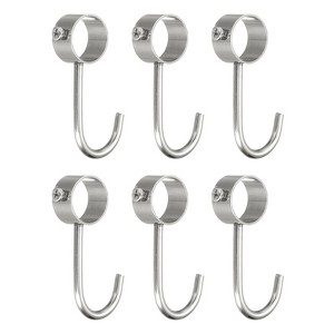 Unique Bargains Stainless Steel Anti-Rust Adjustable Closet Pipe Rod Hooks 6 Pcs - 1 of 3