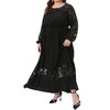 Agnes Orinda Women's Plus Size Lace Formal Sheer Mesh Crew Neck Long Sleeve Wedding Party Cocktail Elegant Maxi Dresses - 2 of 4