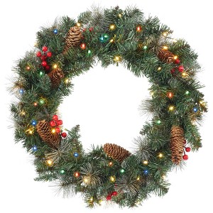 Casafield Artificial Christmas Wreath for Front Door, Window or Mantel, Green Fir Indoor/Outdoor Holiday Décor - 1 of 4
