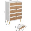 Rattan 5 Drawer Dressers for Bedroom, Tall Dresser with Deep Drawers, Large Chest of Drawers for Closet with Wide Top - 2 of 4