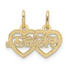 Black Bow Jewelry 14k Yellow Gold Double Heart Best Friends 2 Charm or Pendants, 16mm - 3 of 4