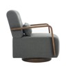 Wooden Swivel Armchair with Chenille Upholstery - Fixed Height Office Chair with Lumbar Support - 3 of 4