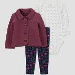 Carter's Just One You® Baby Girls' Floral Cardigan & Bodysuit - Blue/Purple