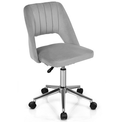 Costway Velvet Accent Office Chair Adjustable Swivel Vanity Task Chair Grey