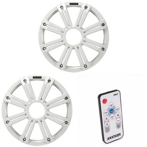 Kicker (2) KMG10 10-Inch (25cm) Grille for KM10 and KMF10 Subwoofer, LED, White & 41KMLC LED Remote Bundle - 1 of 4