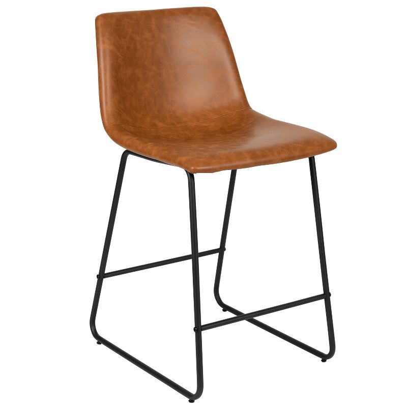 Emma and Oliver Set of 2 Kitchen Counter Height Stool - 24 Inch LeatherSoft Barstool, 4 of 15