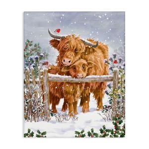 Stupell Industries Winter Cattle Cuddling Snow Scene Canvas Art, 24" x 30" - 1 of 4
