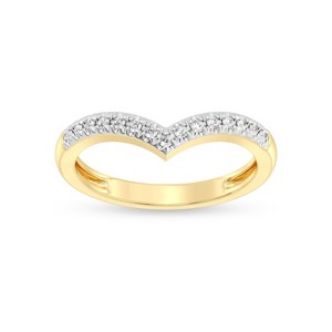 GILDED 1/10 CTTW Lab Grown Diamond Stackable Band Ring in 14KT Gold Plated or 925 Sterling Silver, Size 7 - 1 of 4