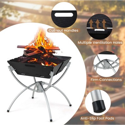 Portable Black Stainless Steel Charcoal Grill with Carrying Bag
