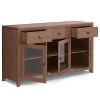 NicBex 54" Modern 3-Doors Sideboard,Kitchen Storage Cabinets with 3 Drawers and 3 Tempered Glass Doors for Kitchen and Dining Room,Dark Brown/White - 4 of 4