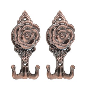 Unique Bargains Curtain Holdbacks Peony Hooks Iron 5.43"x2.36" 1Pair - 1 of 4