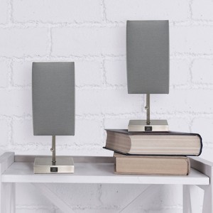 2pk Petite Stick Lamps with USB Charging Port and Fabric Shades - Simple Designs - 1 of 4