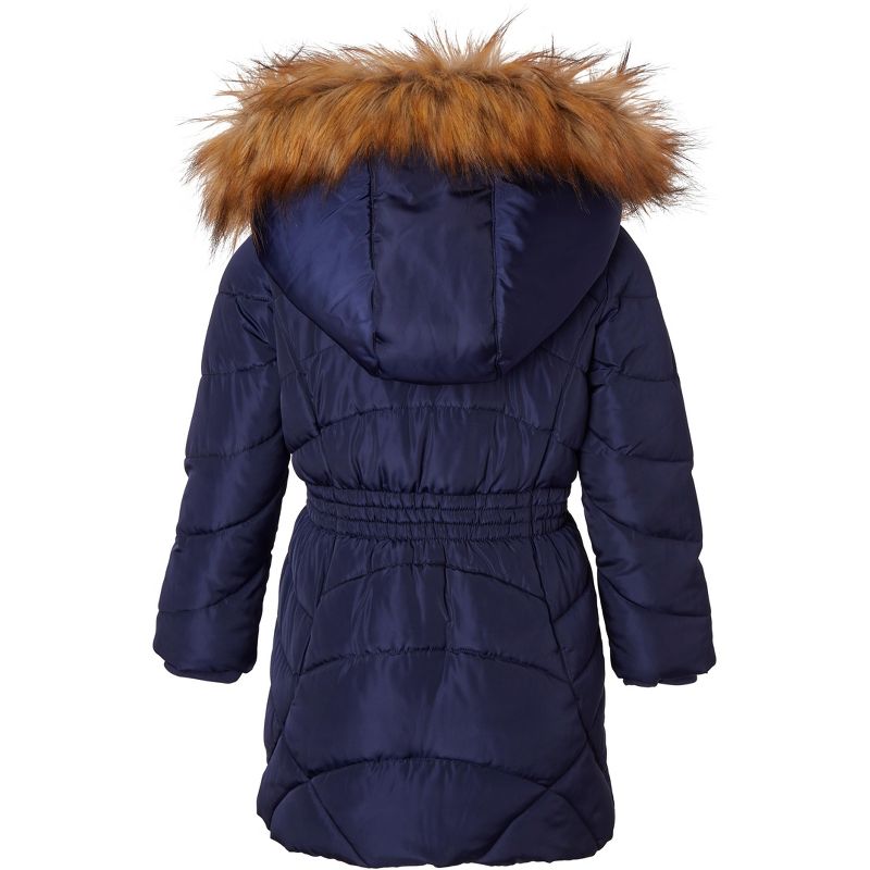 Sportoli Girls Fleece Lined Quilted Midlength Fur Trimmed Hood Winter Puffer Coats, 3 of 7
