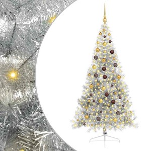 vidaXL Artificial Pre-lit Christmas Tree Silver 82.7" PET - 1 of 4