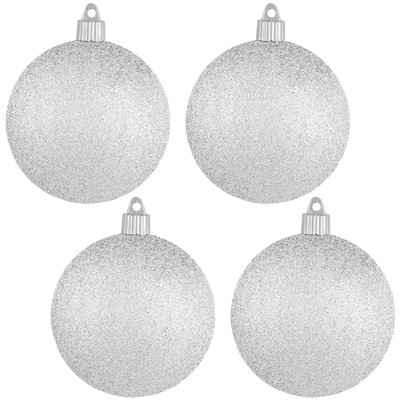 Christmas by Krebs 4ct Silver Shatterproof Christmas Ball Ornaments 4" (100mm)