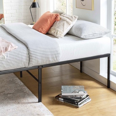 King Black Metal Platform Bed Frame with Slats