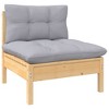 VidaXL 2-Seater Patio Sofa with Gray Cushions Solid Pinewood - 2 of 4
