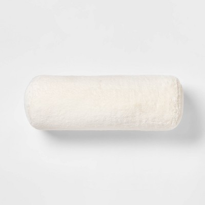 Faux Rabbit Fur Bolster Throw Pillow Cream - Threshold™