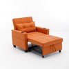 Futon Convertible Pull-Out Armchair Bed with 3-in-1 Function, USB Ports, Adjustable Backrest and Built-in Cup Holders - 2 of 4