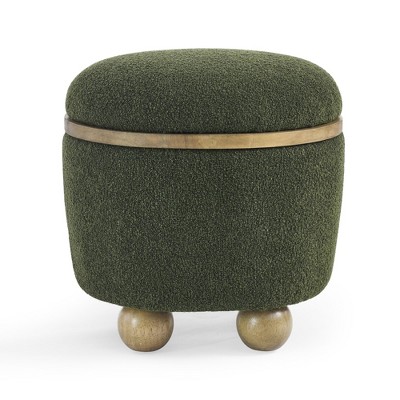 NicBex Modern 18.1" Round Storage Ottoman Small Footstools with Cushioned Seat for Bedroom and Living Room, Green