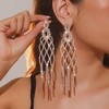 Gold Plated Exaggerated Extra-long Tassel Rhinestone Earrings for Women 1 Pair Shiny Bling Style - 3 of 4