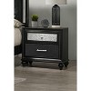 Vynxaria 1pc Modern Two-Tone (Black & Silver) Storage Nightstand, Wooden Bedroom Furniture, 2 Drawers, Centre Glide - 2 of 4