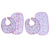 Bacati - Little Dino Girls Fucshia/Aqua Muslin 4 pc Bibs/Burpies - 4 of 4