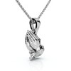 Pompeii3 14k White or Yellow Gold Jesus Praying Hands Pendant Necklace 1" Tall 5 Grams - 3 of 4