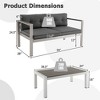 Tangkula 2 Pieces Outdoor Aluminum Loveseat & Coffee Table Set w/ Cushions Patio Furniture Set - 3 of 3
