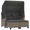 vidaXL Patio Sofa 2-Seater with Canopy and Stools Gray Poly Rattan - 2 of 4