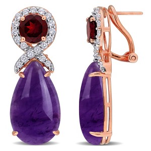 EVERLY JEWELRY | Rose Plated Sterling Silver 31.07 CT TGW Amethyst Garnet White Topaz Earrings - 1 of 4