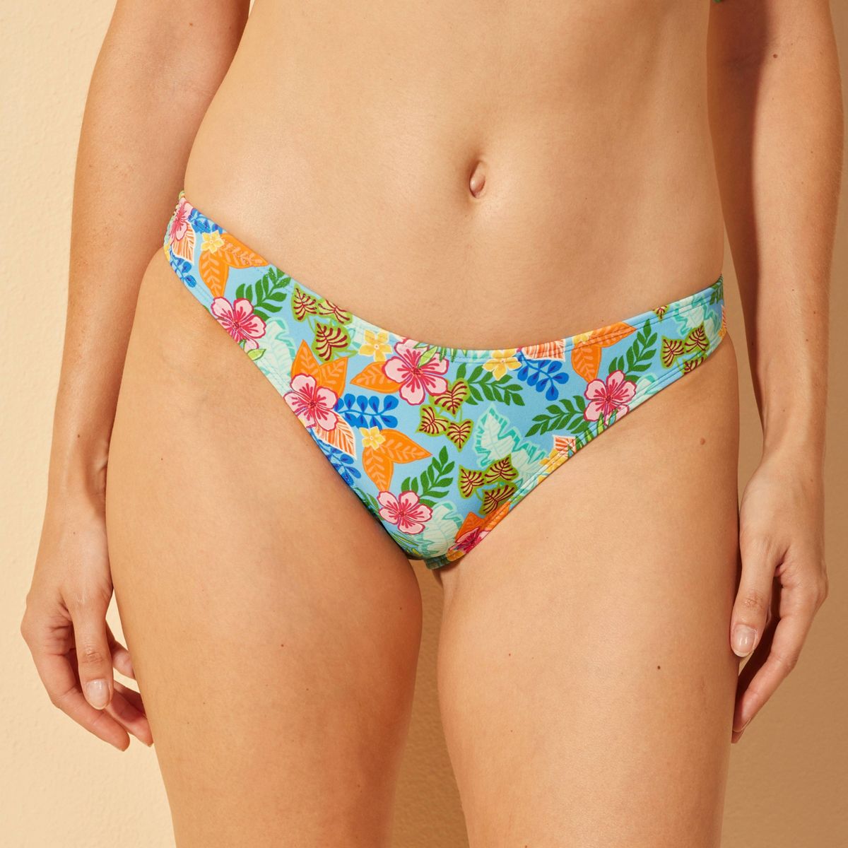 Women's Floral Low-Rise High Leg Extra Cheeky Coverage Bikini Bottom - Wild Fable™ Blue/Green