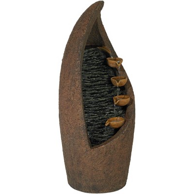 Modern Rustic Teardrop Cascade Outdoor Fountain with LED Light