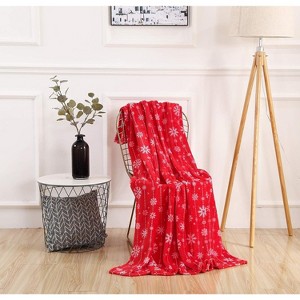 Lomsoe Christmas Snowflake Blanket Holiday Printed Flannel Throw Blanket Perfect Holiday Decor Gift for Family Friends Christmas Gift. - 1 of 4