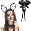 2PC Black Tattoo Choker Set | Punk Gothic Stretch Necklaces for Women - 2 of 4