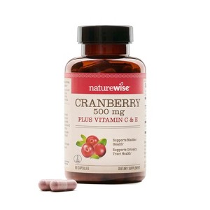 NatureWise Cranberry Pills for Women - Extract Equal to 12,500mg Cranberry Supplement + Vitamin C, E - For Urinary Tract & Bladder - 1 of 4