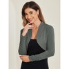 Allegra K Women's Elegant Bolero Ruched Long Sleeve Open Front Cropped Shrug - 2 of 4