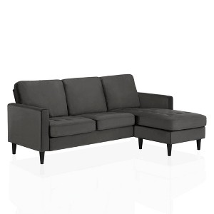 Strummer Velvet Sectional Sofa Charcoal Gray - CosmoLiving by Cosmopolitan