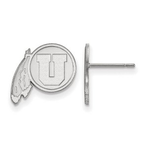 Black Bow Jewelry 10k White Gold Utah Runnin Utes NCAA Post Earrings - 1 of 3