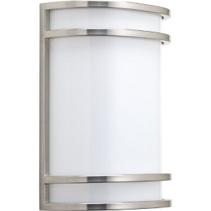 Progress Lighting, Contemporary Collection, 1-Light LED Wall Sconce, Brushed Nickel, White Acrylic Shade - 1 of 3