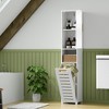 VECELO Tall Bathroom Cabinet With Mirror & Door, Tilt Out Laundry Hamper Cabinet with Removable Laundry Basket, White - 2 of 4