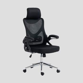 Techni Mobili Essential Ergonomic Office Chair with Headrest and Lumbar Support Black