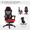 TiramisuBest Ergonomic Red PU Mesh Home Office Chair with Lumbar Support, Footrest and Wheels - 3 of 4