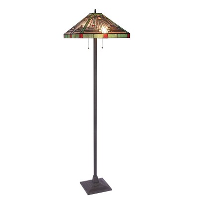 Chloe Lighting CH3T359BM18-FL2 Innes Tiffany-style Blackish Bronze 2 Light Victorian Floor Lamp 18`` Shade