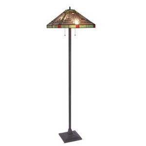 Chloe Lighting Innes Tiffany-style Blackish Bronze 2 Light Victorian Floor Lamp 18" Shade - 1 of 4