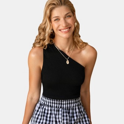 Women's Chic One-Shoulder Ribbed Top - Cupshe