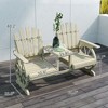 2-Seat Wooden Garden Bench with Table, Umbrella Hole, High Backrest, Armrests for Backyard, Patio, Garden - 3 of 4