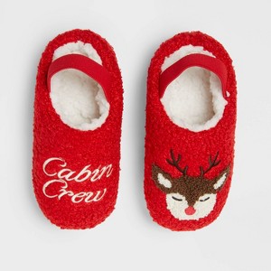 Toddler Cabin Crew Scuff Slippers - Wondershop™ Red - 1 of 4
