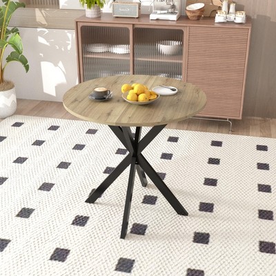 NicBex Round Dining Table 31.5" Modern Small Circle Kitchen Table with Metal Black Legs for Dining Room