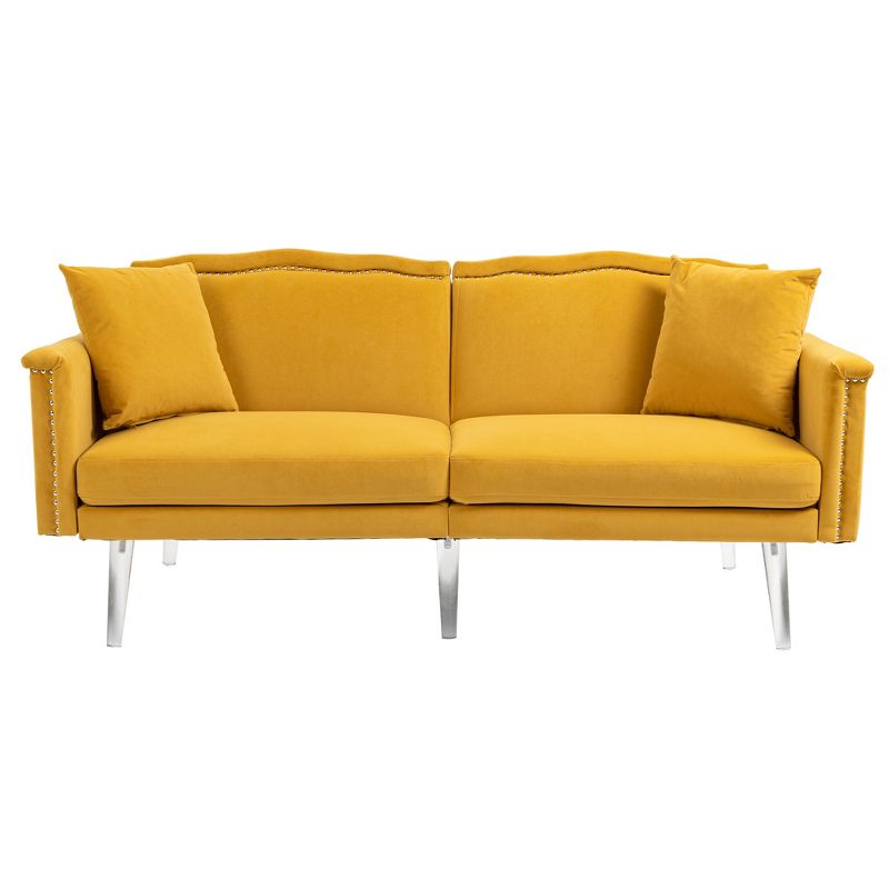 Modern Velvet Upholstered Loveseats Sofa with 2 Pillows-ModernLuxe, 4 of 16